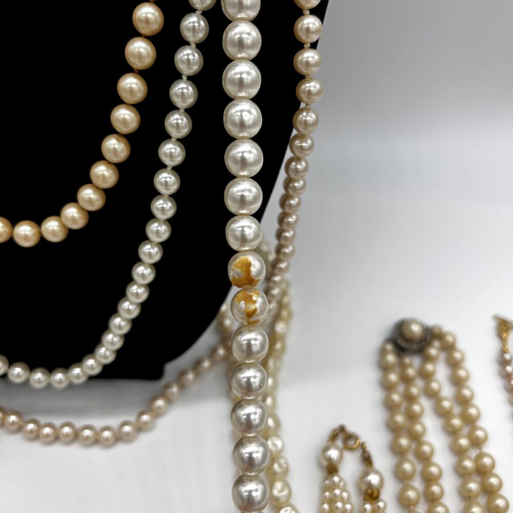 Vintage Faux Pearl Necklace Lot Bundle 50's 60's Retro Costume Jewelry VTG - Picture 5 of 12